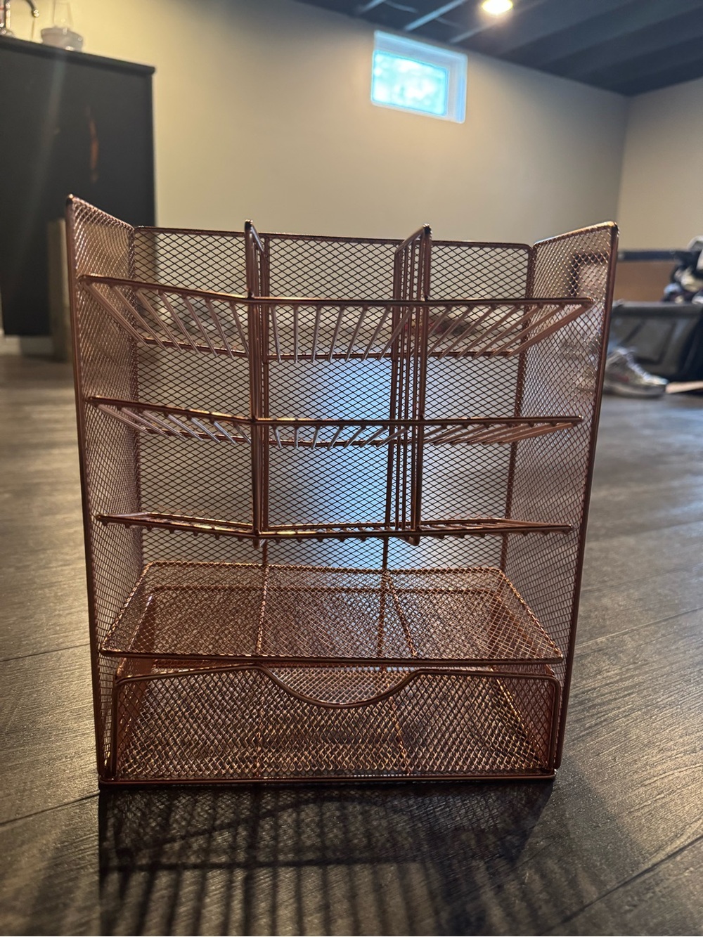 Metal Mesh Jewelry Organizer with Drawer - Copper Finish